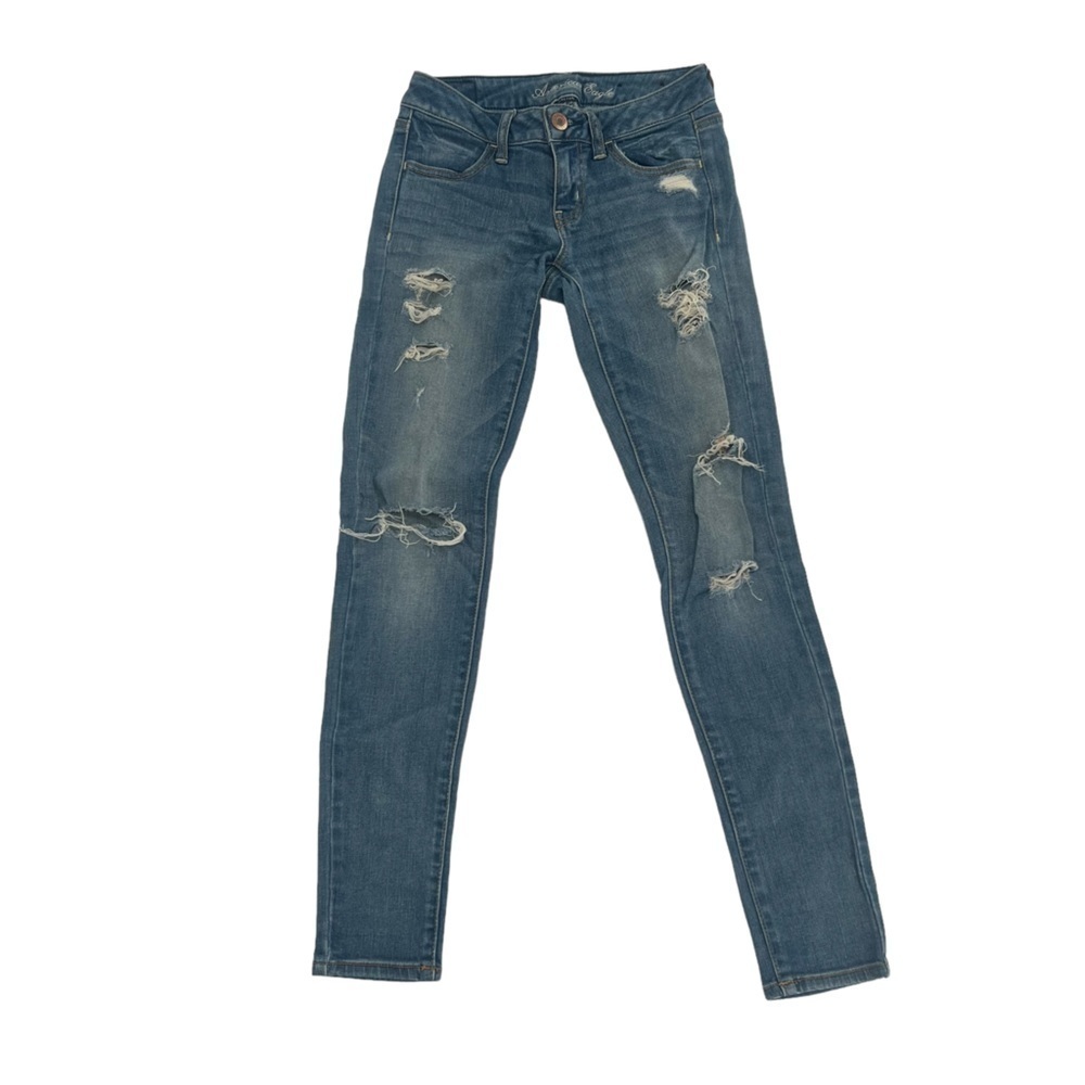 American Eagle Distressed Stretch Denim Jeggings Size 0 Women’s
